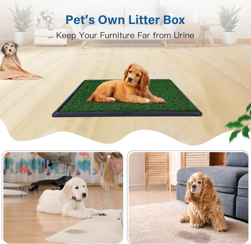 FluffyDream Artificial Grass for Dog Potty – 20 x 25 inch,Strong Absorbency Grass Pad with Tray, Dog Potty Training Pad Litter Box with Grass - Image 4